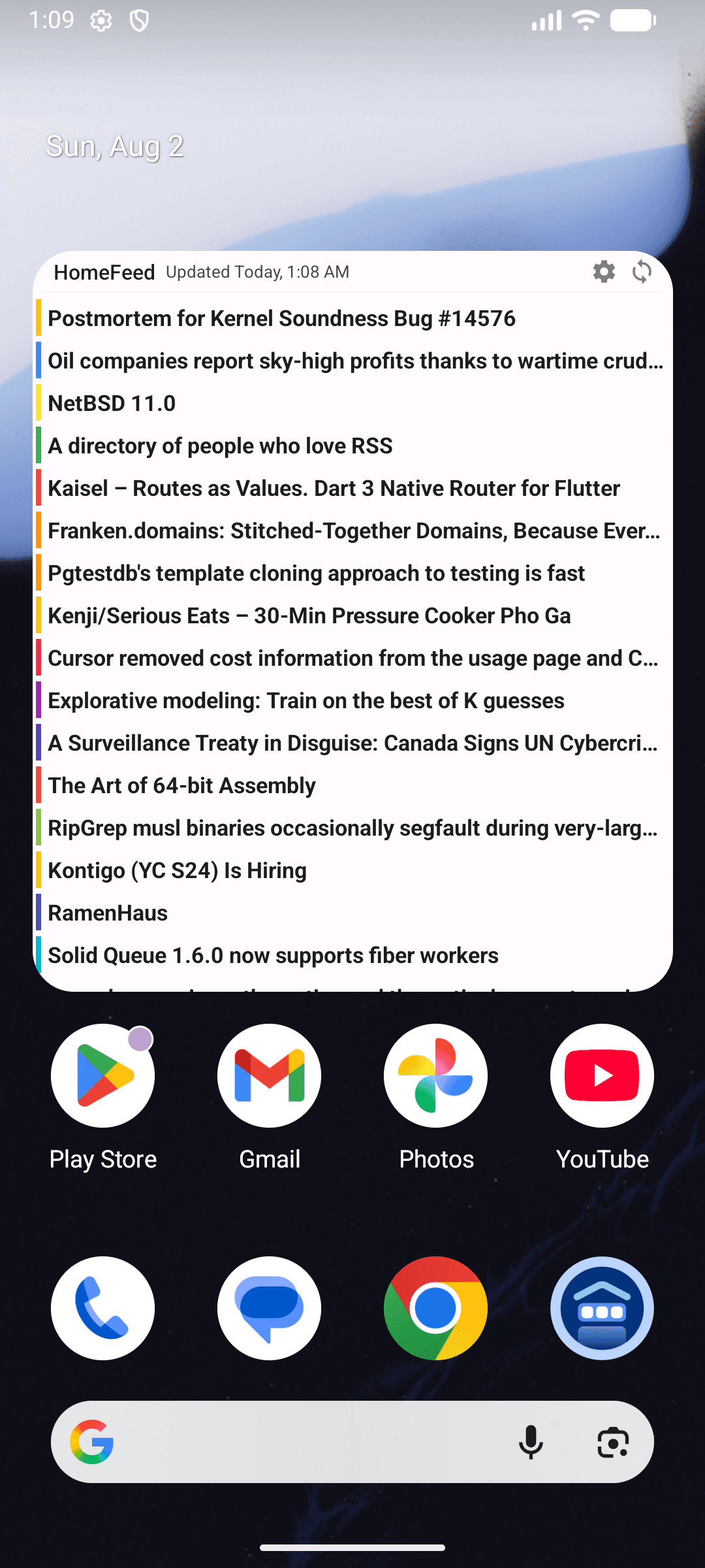 HomeFeed - RSS Widget screenshot 1