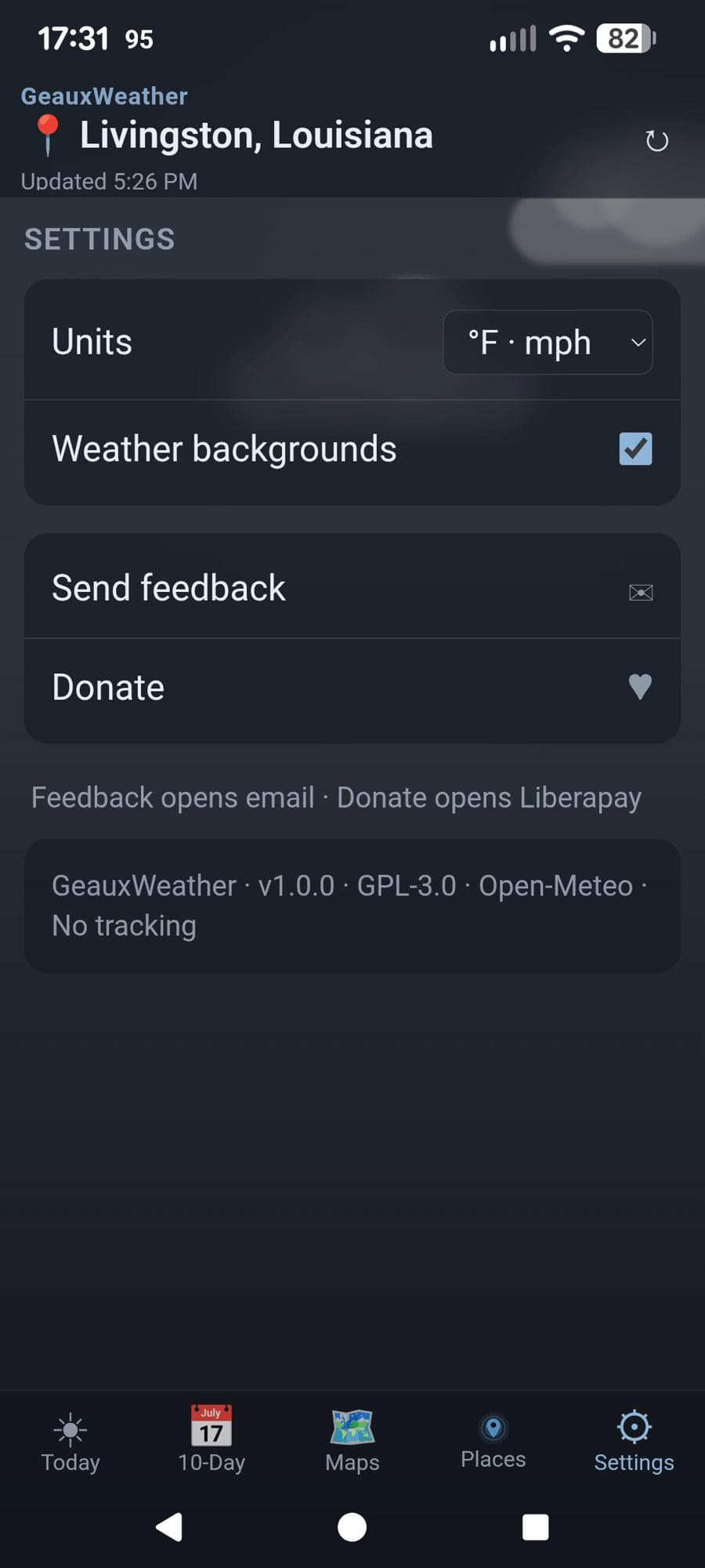GeauxWeather screenshot 1