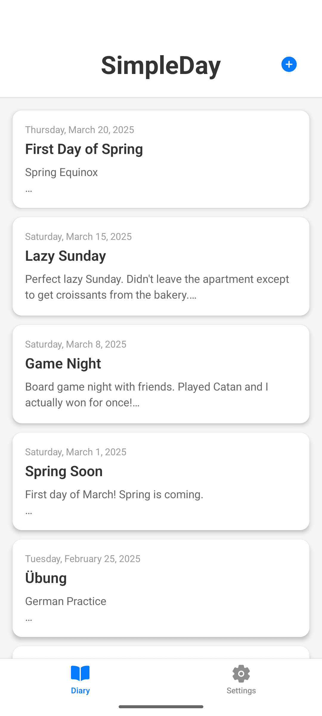 SimpleDay screenshot 1