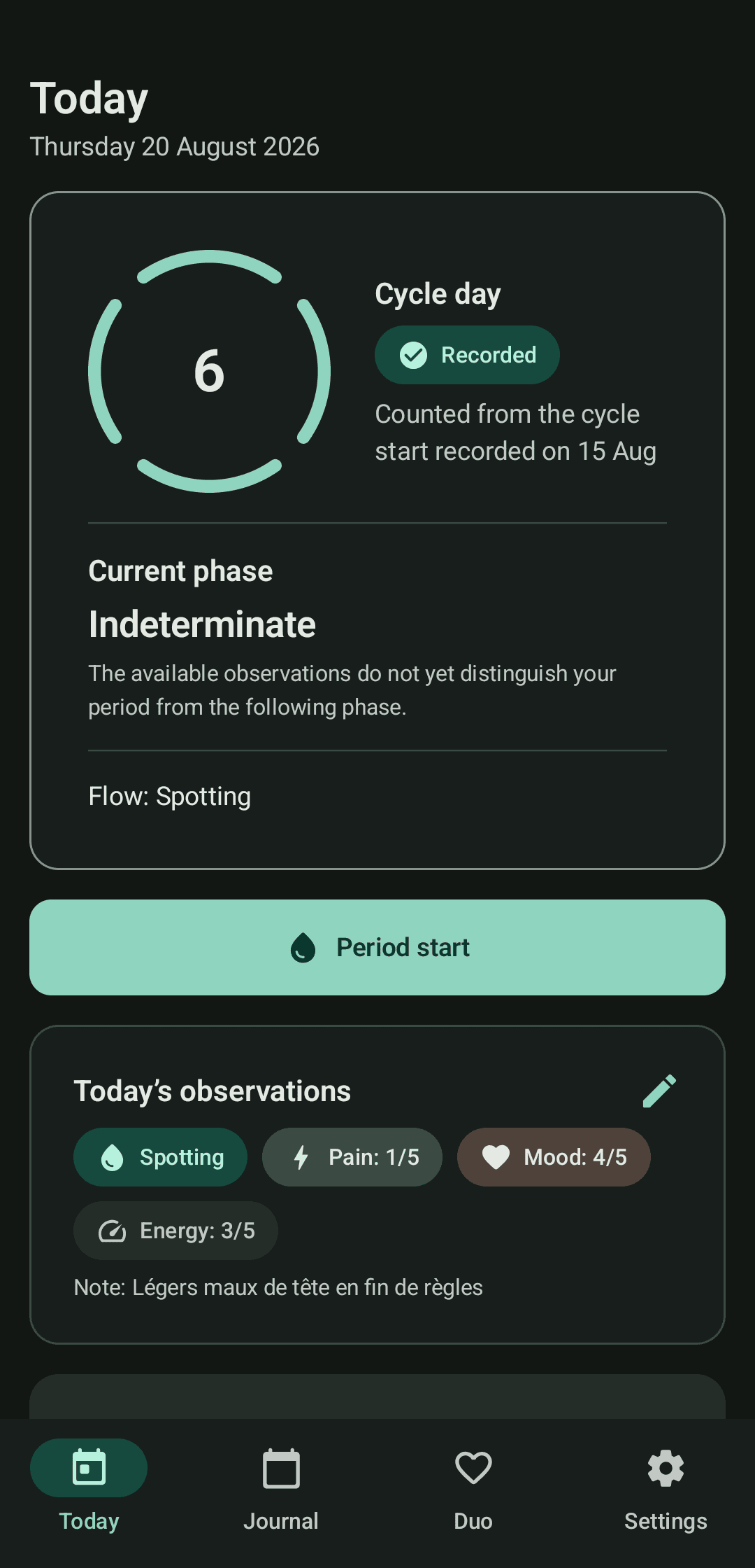 Luteal screenshot 1