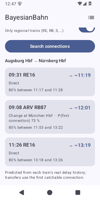 BayesianBahn screenshot 2