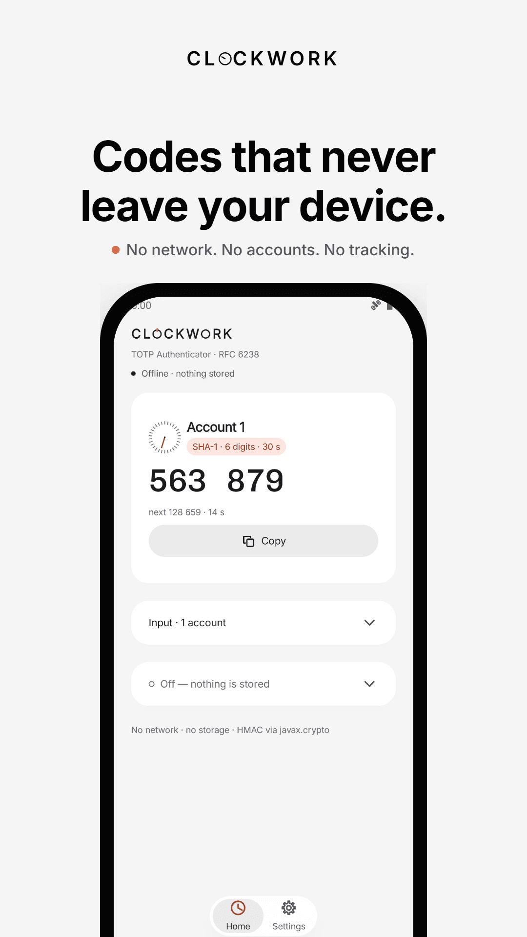 Clockwork: 2FA Authenticator screenshot 1