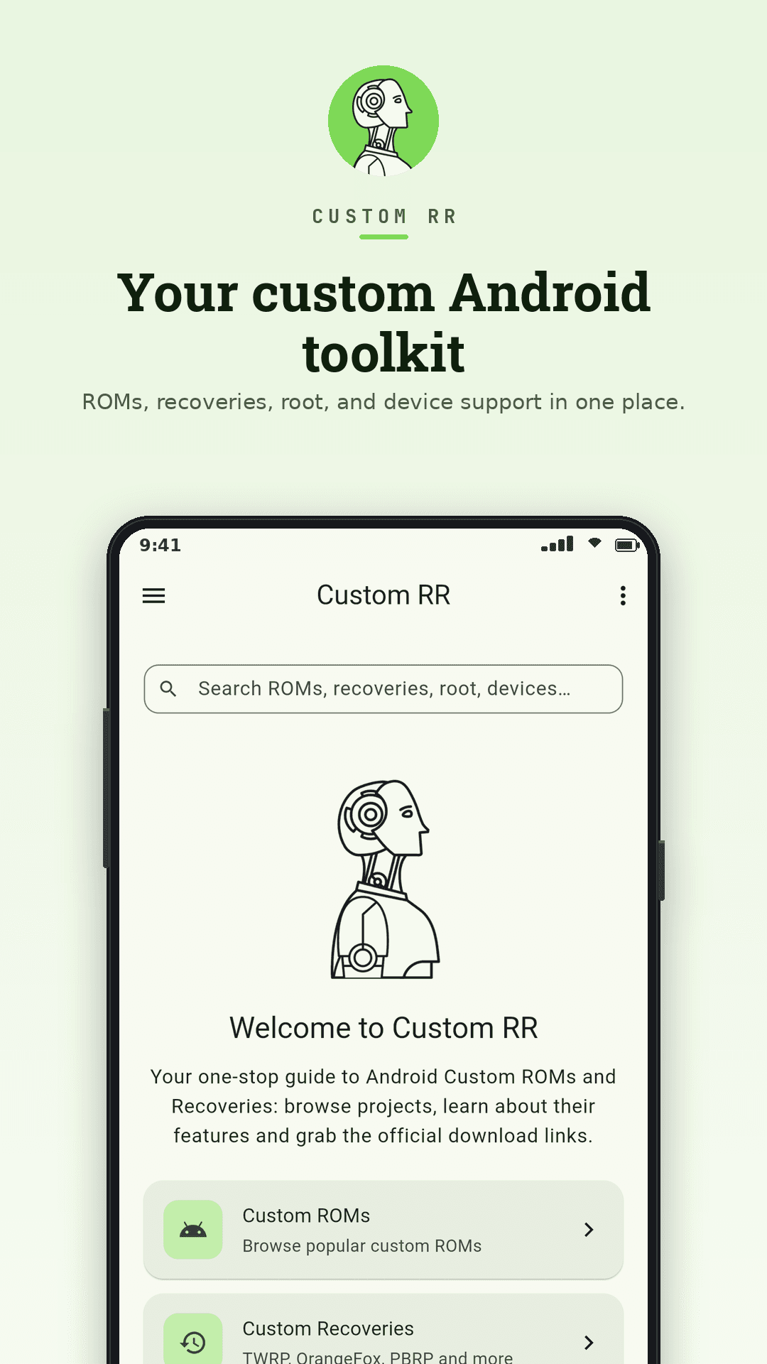 Custom RR: ROMs & Recovery screenshot 1