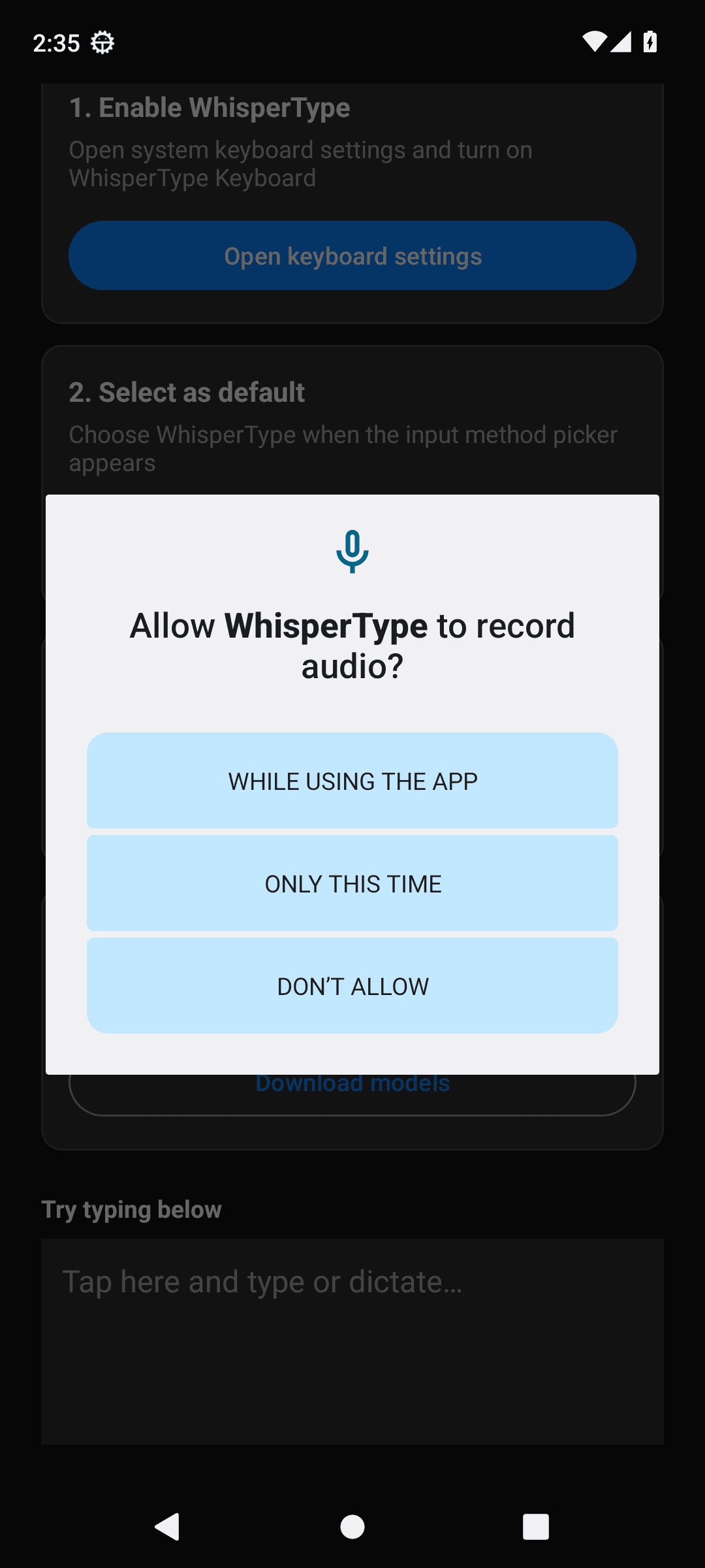 WhisperType Keyboard screenshot 1