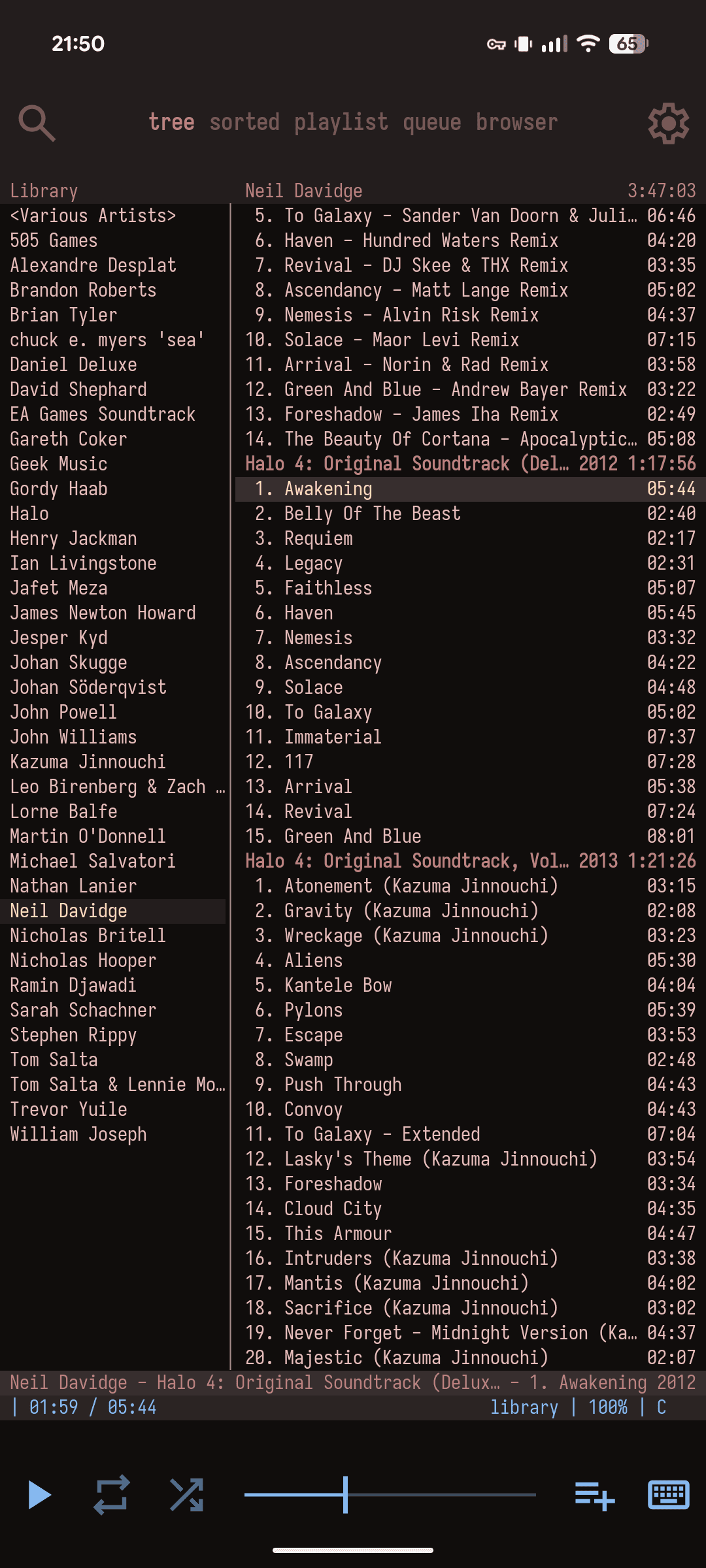 cmus music player (android) screenshot 1