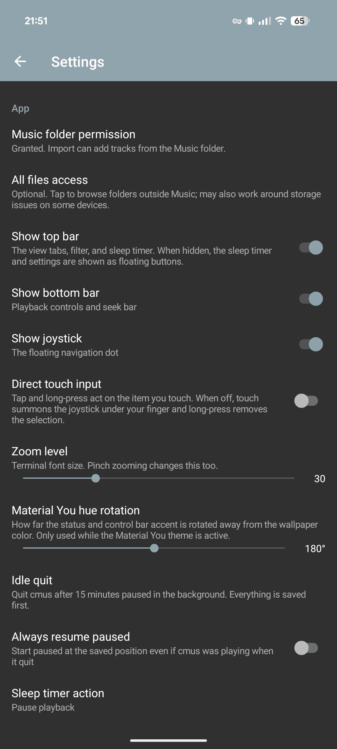 cmus music player (android) screenshot 2